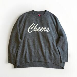 Vince Camuto Oversized Boxy Cheers Sweater Womens XL Gray‎ Party NYE Holiday Fun